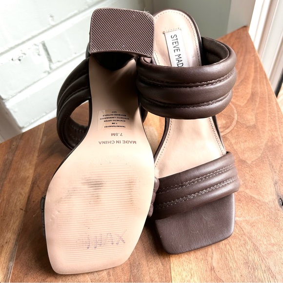 NEW Steve Madden Tahani Heeled Mule Sandals Chocolate Brown 7.5 - Picture 4 of 7
